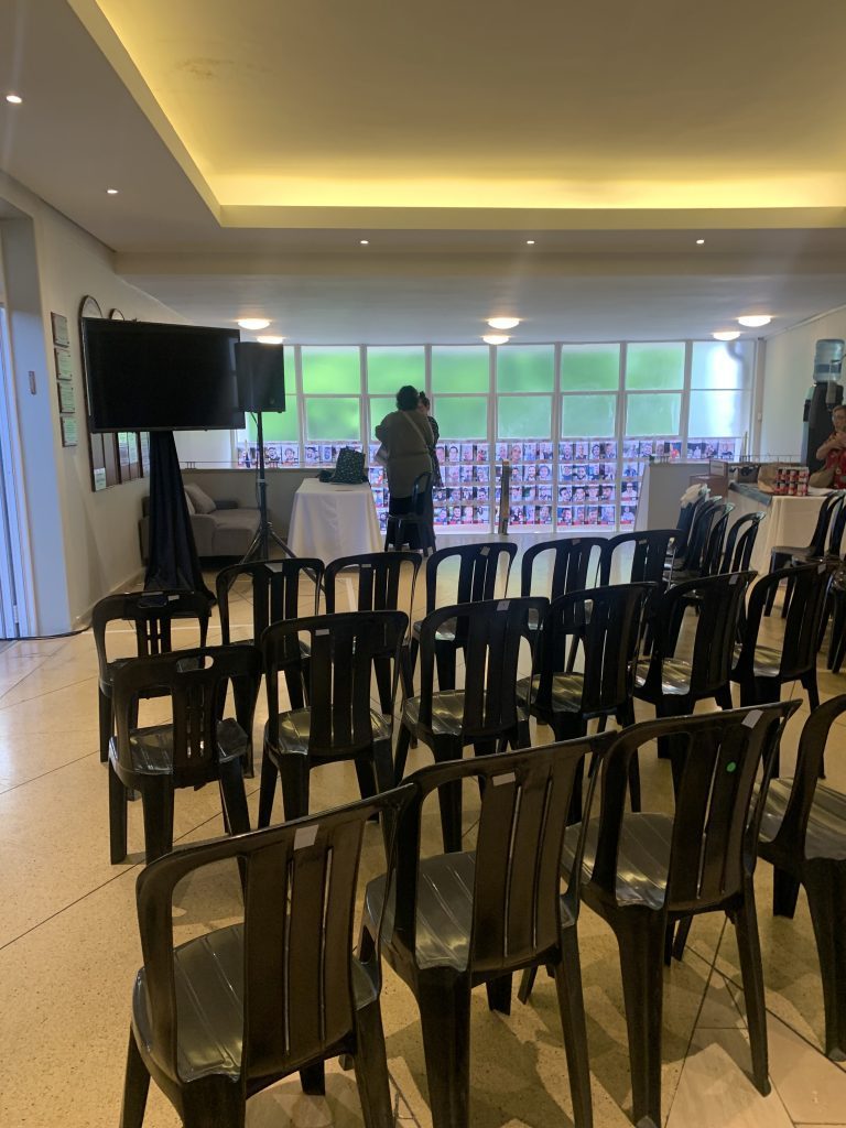 a group of chairs in a room